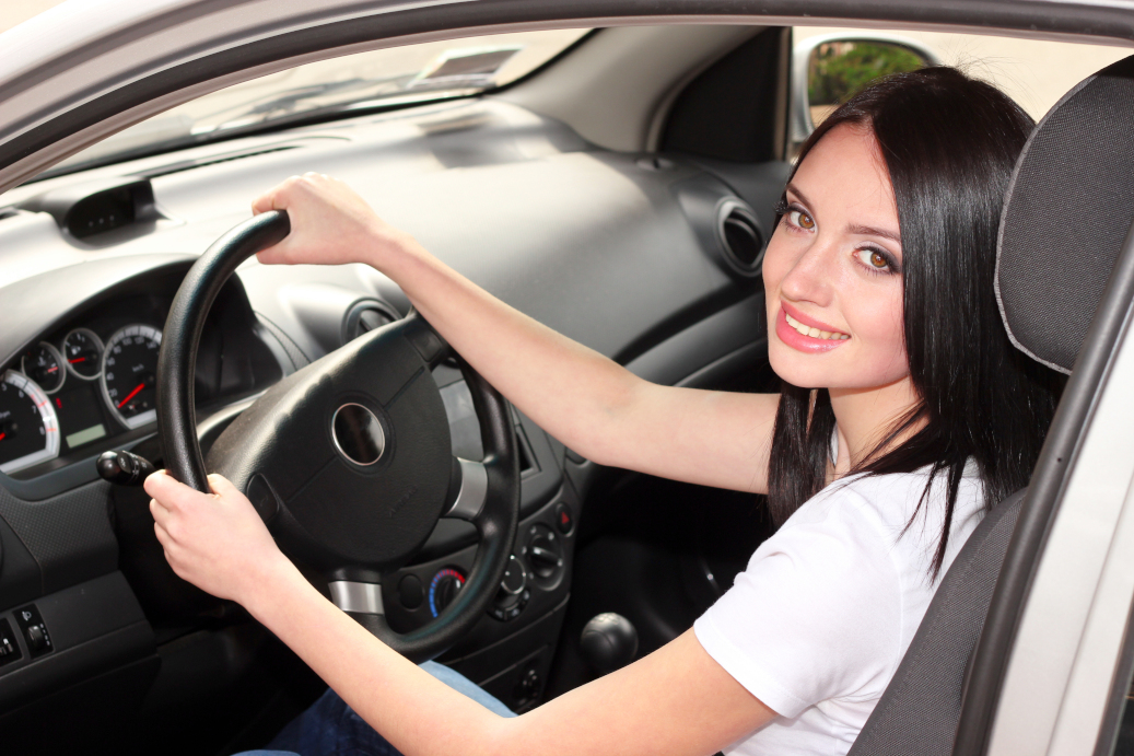 woman driving car